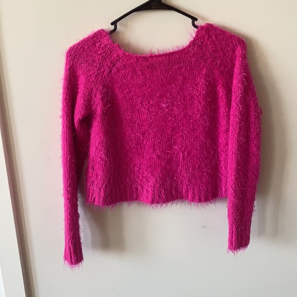 Decree Furry Pink Crop Top Sweater - Picture 2 of 2